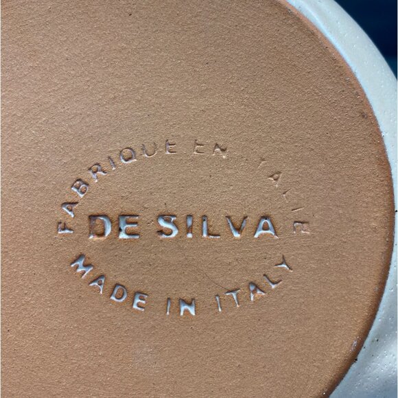 De Silva Bowl Glazed Terracotta Handles pitted Made In Italy orange Beige MCM - Picture 5 of 11